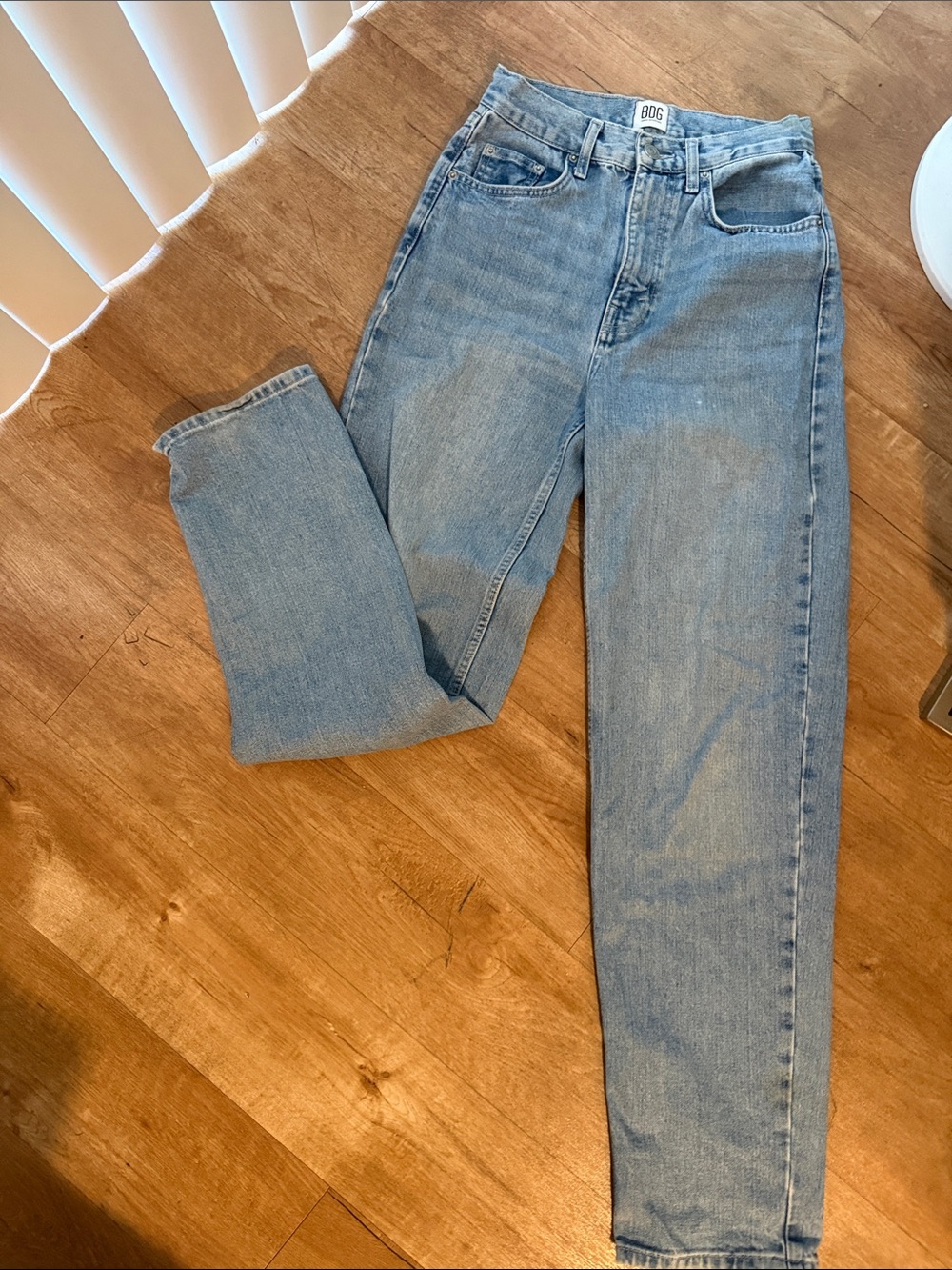BDG Light Wash High-Rise Straight Mom Jeans